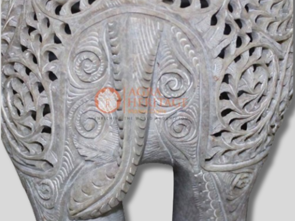 Soap Stone Carving Undercut Elephant Filigree Work